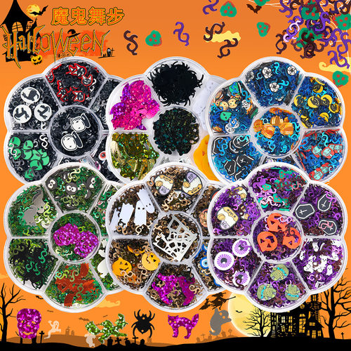 Halloween Nail Art Patch Sequ Glitter Powder Polish Glue Sli
