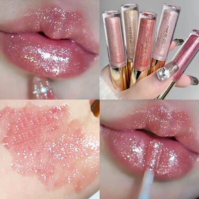 Moisturizing, plump and sparkling lip gloss, water-glossy mi