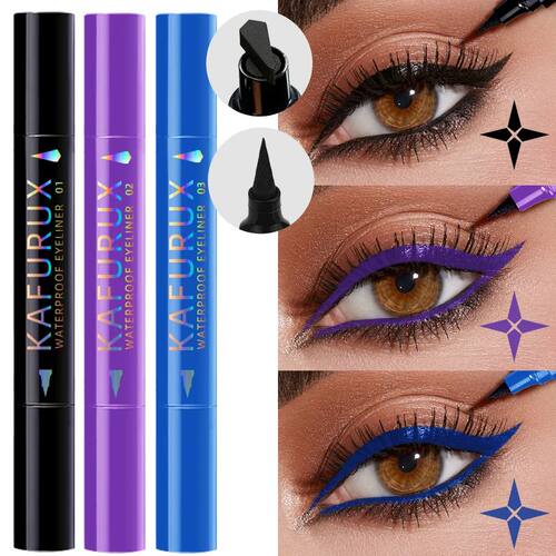 3 Colors Double Head Star Seal Eyeliner Waterproof Stamp Pen