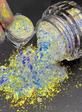 1Box Aurora Glitter Opal Flakes Nail Powder Holographic Sequ