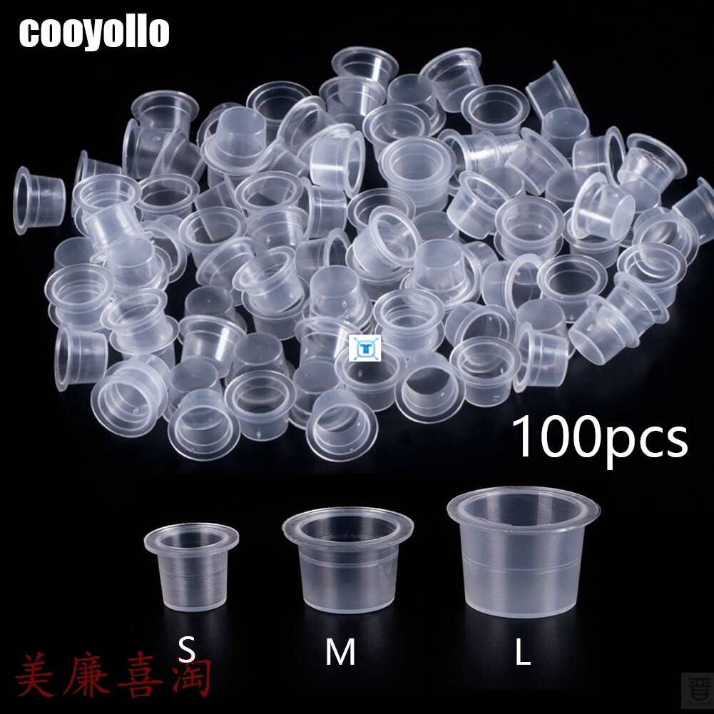 100pc S/M/L Plastic Disposable Microblading Tattoo Ink Cups