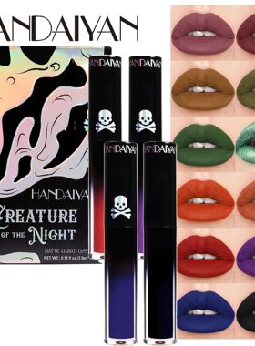 4pcs Matte Lipstick Set Waterproof Sexy Green Purple Black L
