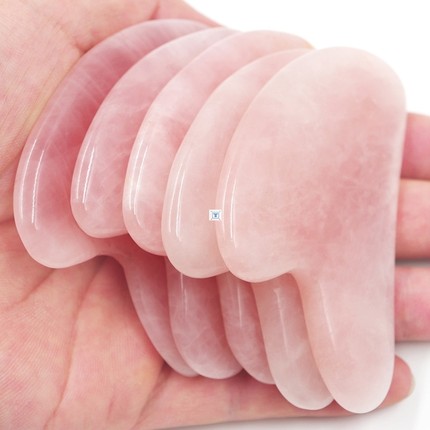 Natural Rose Jade Roller Face Massage Gua Sha Board Crystal