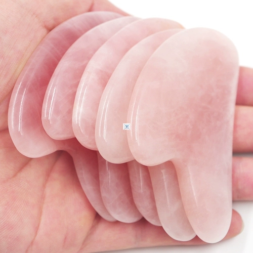 Природа розовая нефритовое ролик массаж Гуа Ша плата Христалл