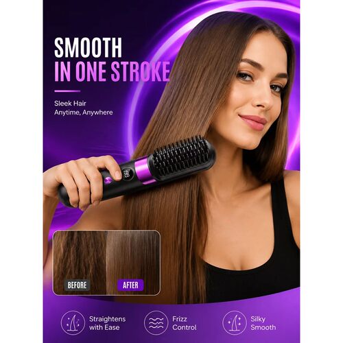 Portable Hair Straightener Brush USB Charging Cordless Hot C