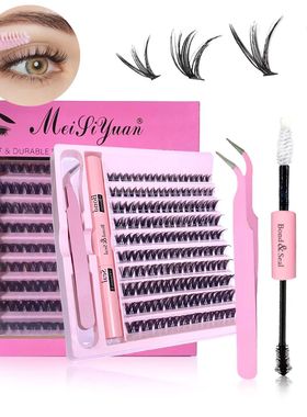 3D 190 PCS Cluster Lashes Kit – Lash Bond and Seal, Makeup