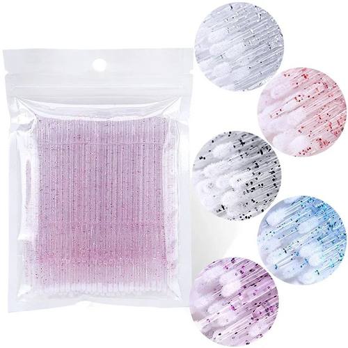 100PCS Disposable Eyelashes Extension Brushes Lash Swab Micr