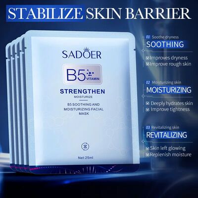 10pcs Vitamin B5 Sheet Mask 25ml - Hydrating & Soothing, Dee