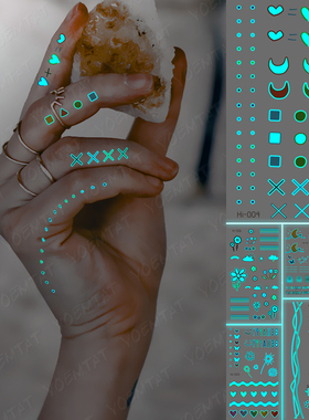 Blue Luminous Glow Tattoo Sticker Cute Geometry Waterproof T