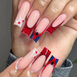 24Pcs Super Long Square Press On Nails - Halloween French St