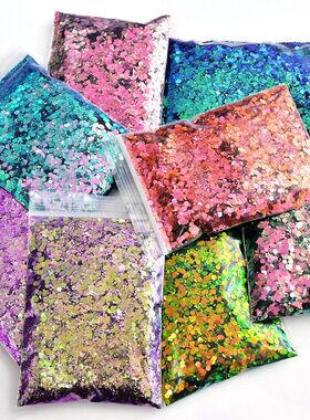 50g/bag Mermaid Nail Art Glitter Mix Size Chunky-Hexagon Las
