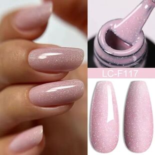 7ML Pink Glitter Nail Gel Polish Nude Natural Long Lasting M