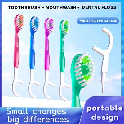 Portable 5-in-1 toothbrush dental floss 8/16pcs for oral cle