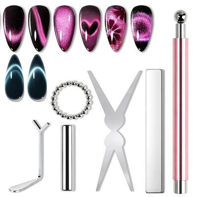 6pcs Cat Eye Nail Magnet Tool Set, French Tips Cat Eye Heart