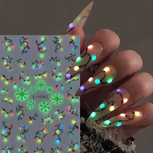 1pcs Luminous Light Bulbs Design Nail Art Stickers 3D Christ