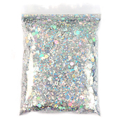 Holographic Glitter Mixed Shape 50G Nail Hexagon Chunky Silv
