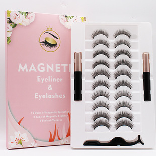 10 Pairs Natural Lashes Non Magnetic Eyelashes and Adhesive