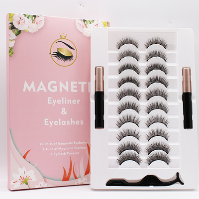 10 Pairs Natural Lashes Non Magnetic Eyelashes and Adhesive