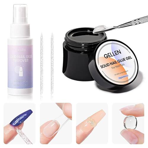 Nail Remover Solid Glue Gel Set Strong Adhesive for Press on