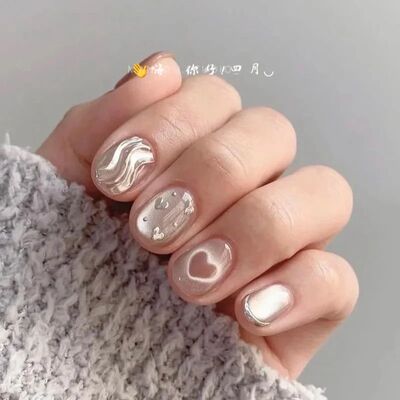 10pcs Love Cat Eye Handmade Press on Nails Simple Fake Nails