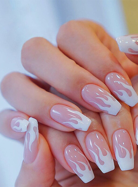 24Pc/Box Charming Pink Flame Short Ballet Wearable Fake Nail