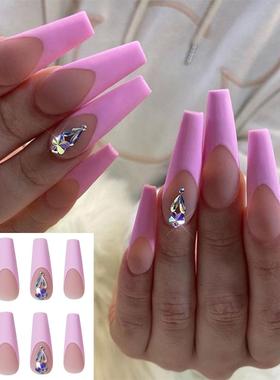 24Pcs/Set  Newest Colored False Nails Wearable Round Head