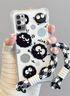 适用小米POCOM3Pro国际版手机壳卡通m3 pro潮少女搞怪创意斜跨绳立体创意可爱日韩保护壳