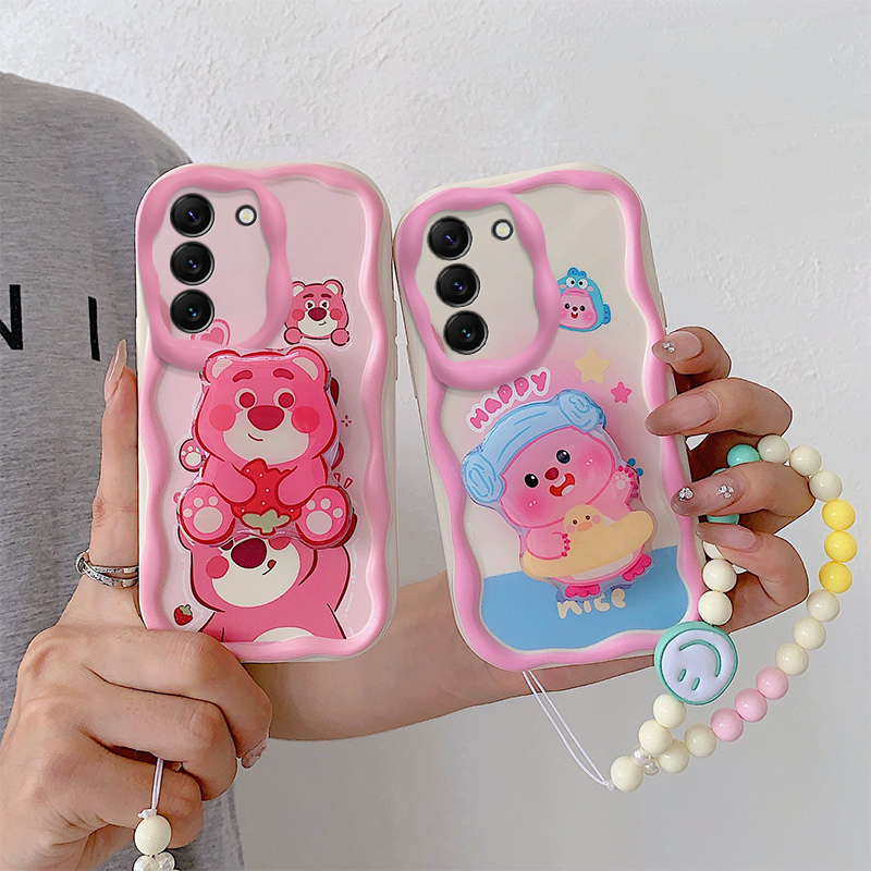 适用三星A02S手机壳日韩少女galaxy a02s保护套ins风可爱女生sx a02s草莓熊。samsung a02s学生手链支架ao2s