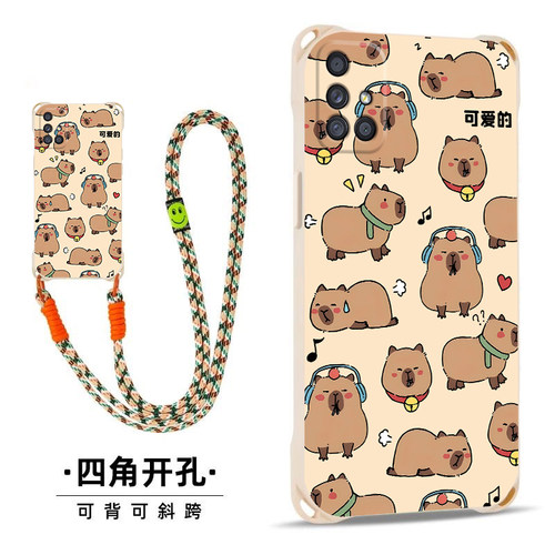 卡通斜跨硅胶手绳防摔手机壳