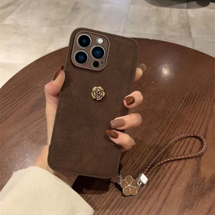 适用于苹果14手机壳日韩少女款pg14pro个性简约小花朵。平果14promax保护套ins风可爱女生iphine14手绳硅胶潮