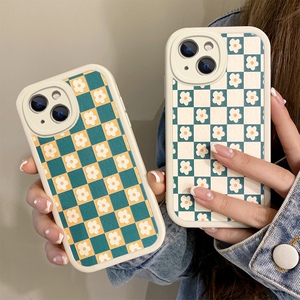 适用于苹果13手机壳棋盘格iphone13网红女iphine13软皮纹新款lphone13个性平果13软硅胶ipohne13硅胶可爱女