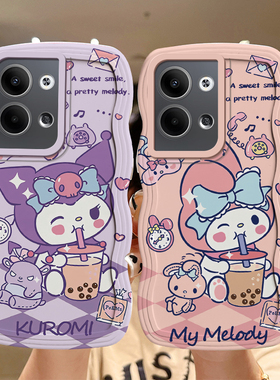 适用OPPO reno9pro手机壳卡通情侣opop reno9保护套搞怪男女oppi reno9pro+全包防摔oopp reni9卡通可爱波浪