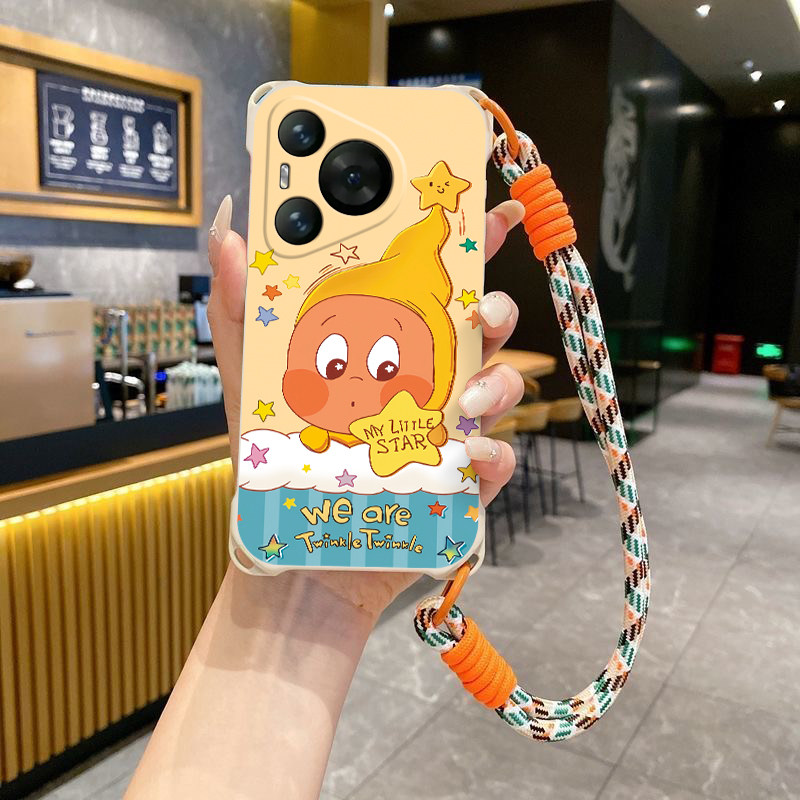 星星人适用华为Pura70斜跨手机壳华为Pura70Pro小众日韩高级华为Pura70Pro+卡通可爱少女华为Pura70Ultra硅