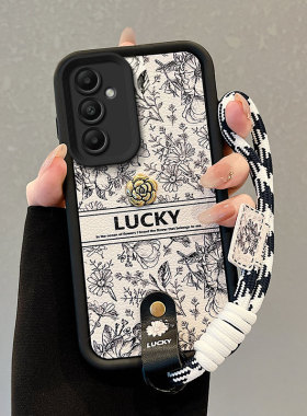 适用三星A17手机壳sanxing a17山茶花SxA17可爱3星Α17学生女盖乐世Al7小羊皮手绳潮流磨砂保护套创意全包潮