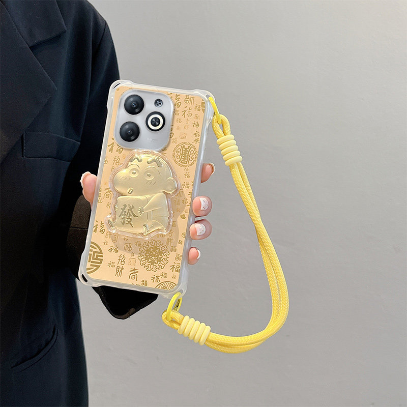 新年发财适用传音infinixhot40i手机壳浮雕金泊潮马年可爱四角挂绳卡通少女情侣立体保护套发财小新防摔全包,3C数码配件,手机保护套/壳,淘宝优惠券,粉丝福利购,淘宝优惠卷