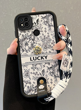 适用小米10手机壳Pococ31山茶花M2001J2C手绳小迷Pococ3l学生女xm10潮流M2001J2E磨砂小羊皮保护套创意可爱mi