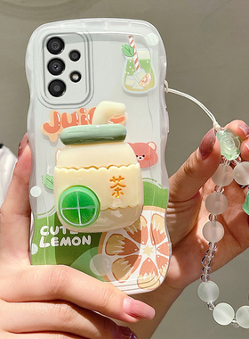 适用三星A33 5G手机壳时尚女生galaxy a35 5g保护套ins小清新samsung a34 5g日韩可爱少女sx a33透明柠檬支架