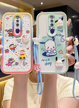 适用OPPO F7手机壳新款潮女ooppf11pro简约卡通opop f11pr0保护壳加手绳f7硅胶防摔opoof7蜡笔小新外壳可爱女
