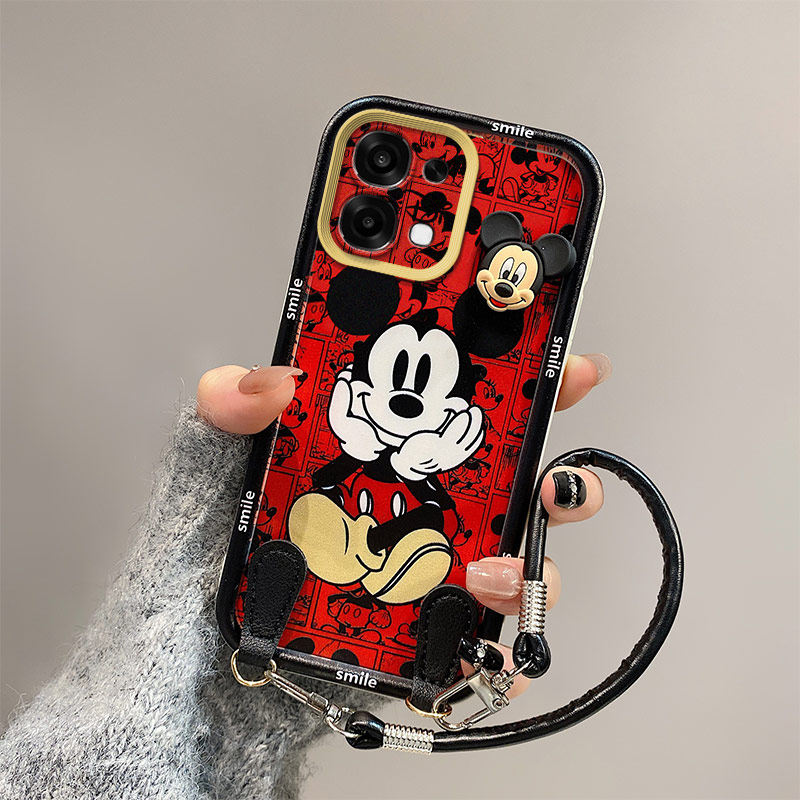 米奇库洛米适用oppoA6pro手机壳A6保护套PLN110学生0pp0A6pr0立体可爱潮少女一体手绳全包边日韩网红潮硅胶潮