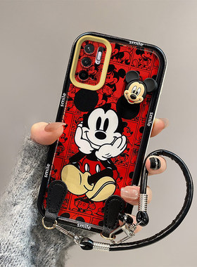 米奇库洛米适用小米Pocom3pro 5G手机壳Xmp0com3pro硅胶全包边立体可爱保护套网红潮日韩潮少女学生一体手绳