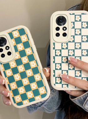 适用华为nova8pro手机壳卡通可爱网红novo8p棋盘格note8全包镜头nvao防摔女navo男nava硅胶novapro软壳ins皮
