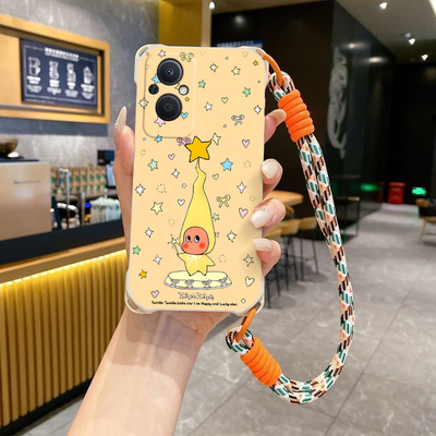 星星人适用OPPOF21Pro斜跨手机壳A965G版小众日韩可爱少女A975G卡通时尚男女手绳保护套硅胶F21Pro个性简约