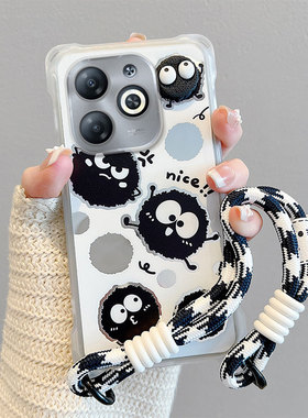 适用传音InfinixHot40i手机壳卡通潮少女搞怪hot 40i创意斜跨绳立体创意可爱日韩保护壳