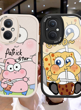 适用OPPOF19Pro手机壳情侣reno8t海绵宝宝7z/5z全包reno5lite全包q5i防摔RealmeV23创意搞怪可爱保护壳