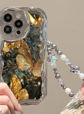 电镀油画蝴蝶适用苹果15手机壳iphone14promax高颜值少女款ihpone13奢华小众iphoen xr保护套ins风pg 6s硅胶