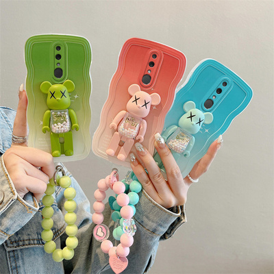 适用OPPO A9手机壳时尚潮女可爱pcem00立体公仔opop a9x保护套ins风日韩手链0ppo a9全包高级感oopp a9加手链