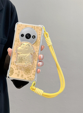 新年发财适用小米Pococ61手机壳A3潮xm α3发财小新可爱立体保护套四角挂绳马年少女金泊浮雕情侣卡通mi时尚