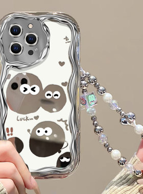 搞怪煤球手机壳适用苹果14promax少女新款iphone6splus个性高颜值ihpone15小众电镀iphoen15保护套ins可爱女