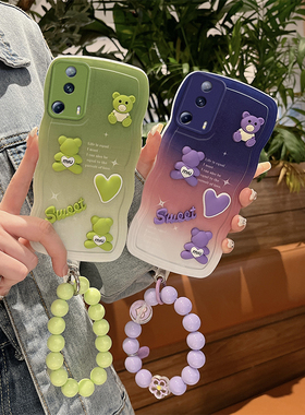 适用小米civi2手机壳个性渐变色2209129SC日韩可爱女civi2保护套ins风硅胶clvl2全包防摔civo2立体公仔xiaomi