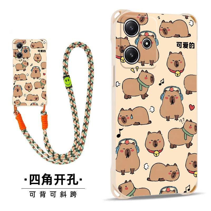 卡通斜跨硅胶手绳防摔手机壳